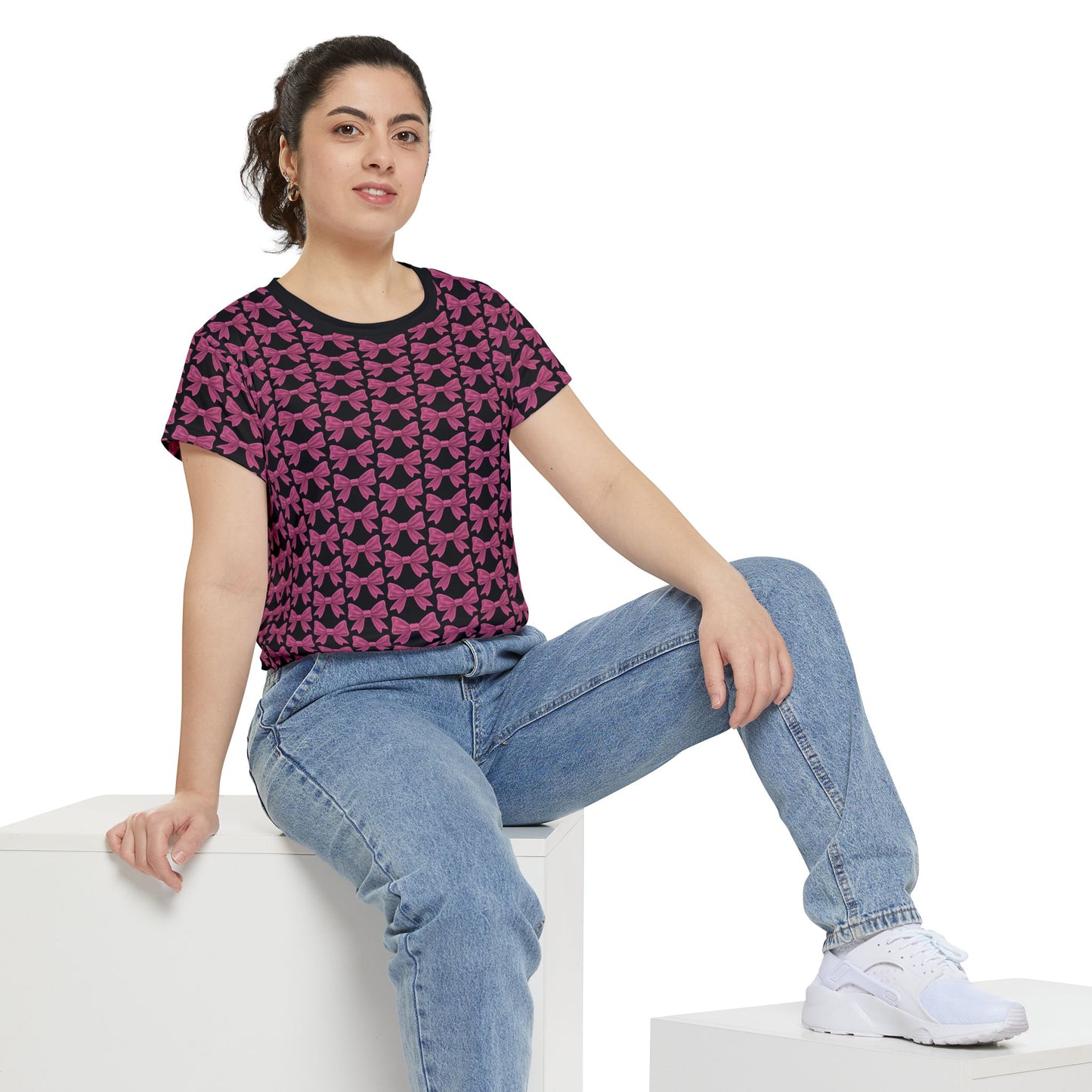 Coquette Bow Pattern Tee – All-Over Pink Ribbon Design T-Shirt for Soft-Girl Aesthetic Lovers – Pastel Bows Top, Perfect Girly Gift