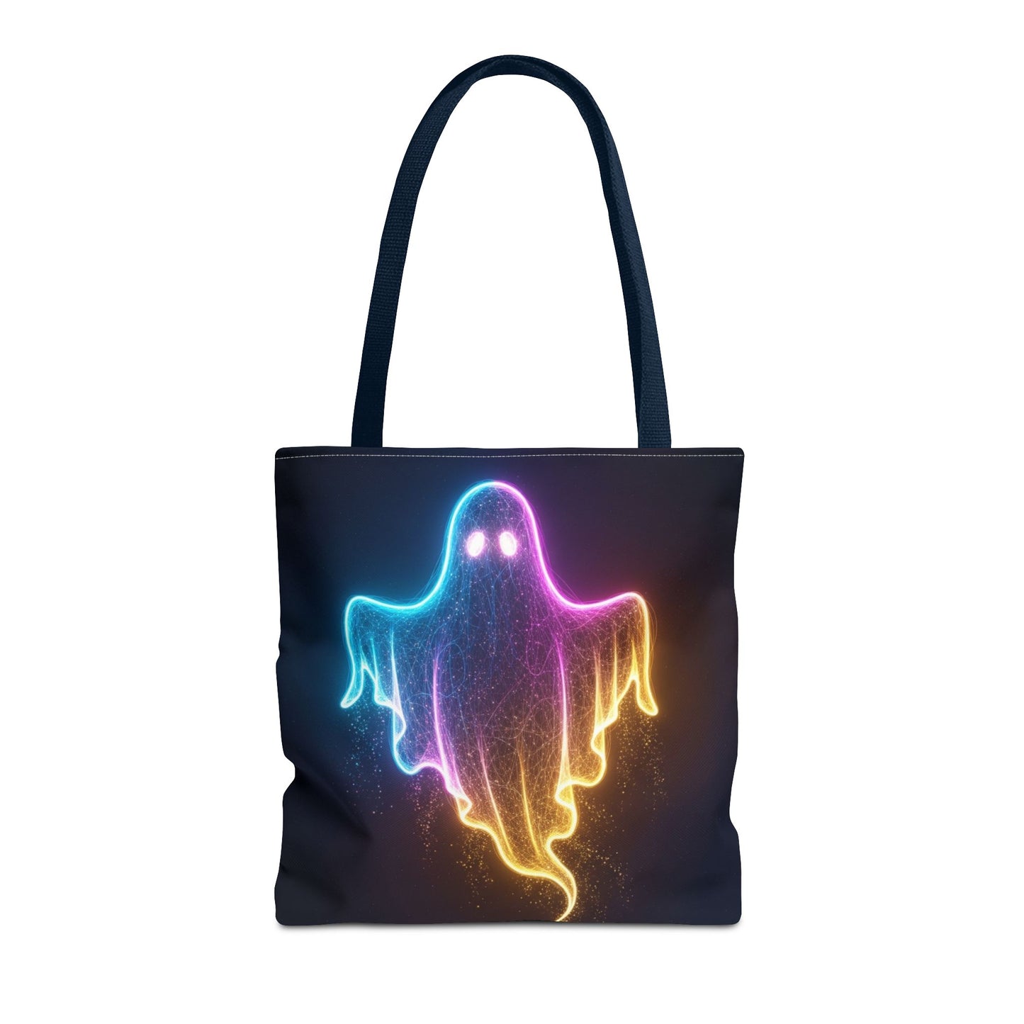 Neon Ghost Tote Bag - Bright Colorful Ghost Print Shoulder Tote, Spooky Cute Reusable Canvas Bag, Halloween Aesthetic Everyday Carry