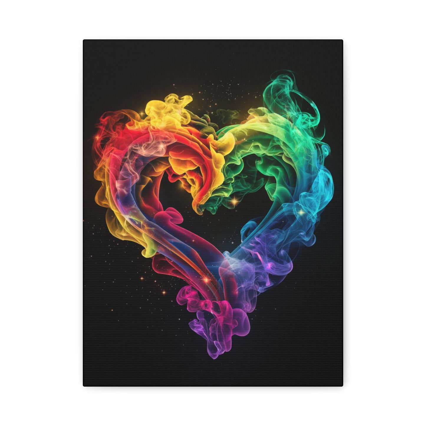 Canvas Art Print - Colorful Smoke Heart Design