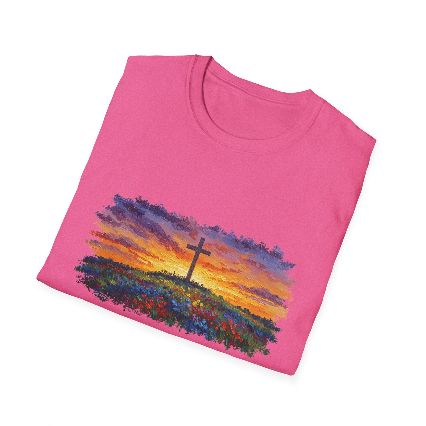 Van Gogh-Style Cross Sunset T-Shirt | Christian Faith Tee, Impressionist Nature Cross Shirt, Sunset Religious Art, Faith & Landscape Gift
