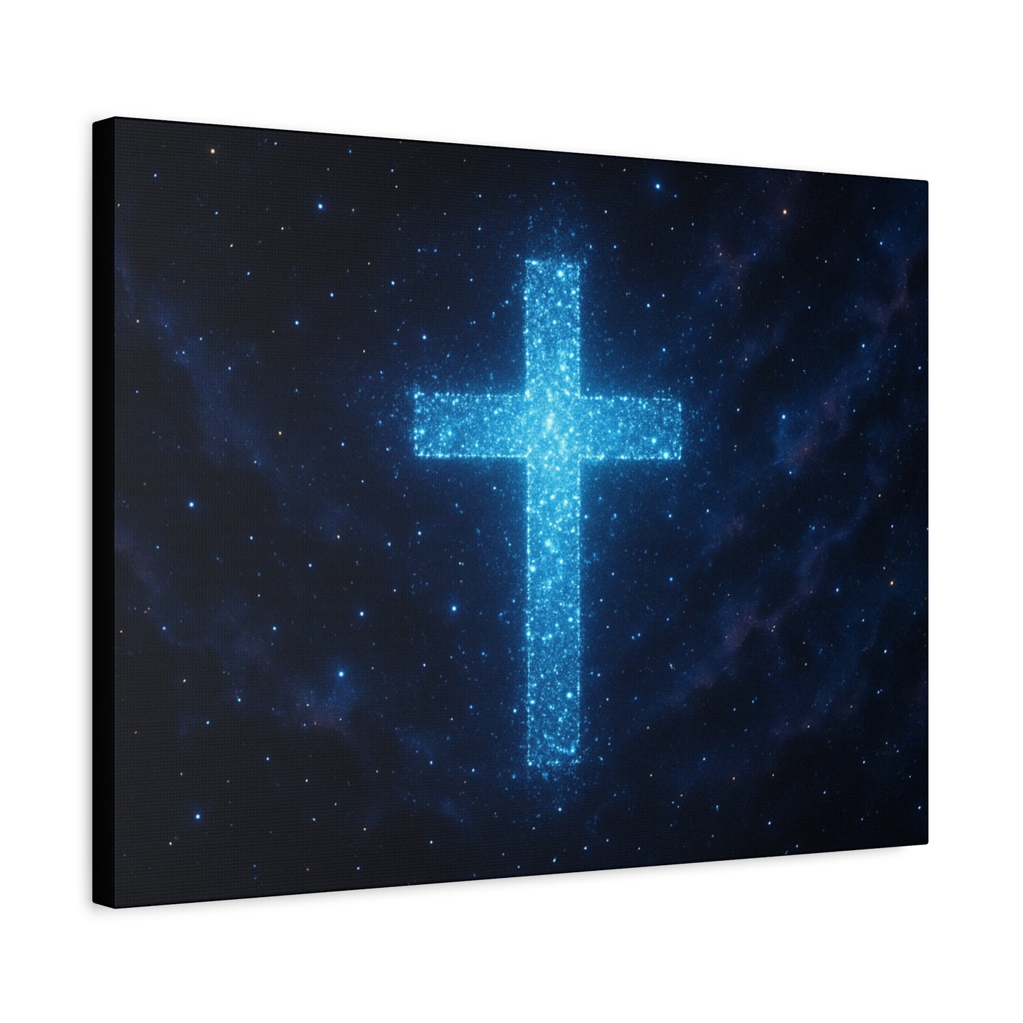 Canvas Wall Art - Bioluminescent Cross Design Spiritual Decor Christian Art Religious Canvas Gift for Believers