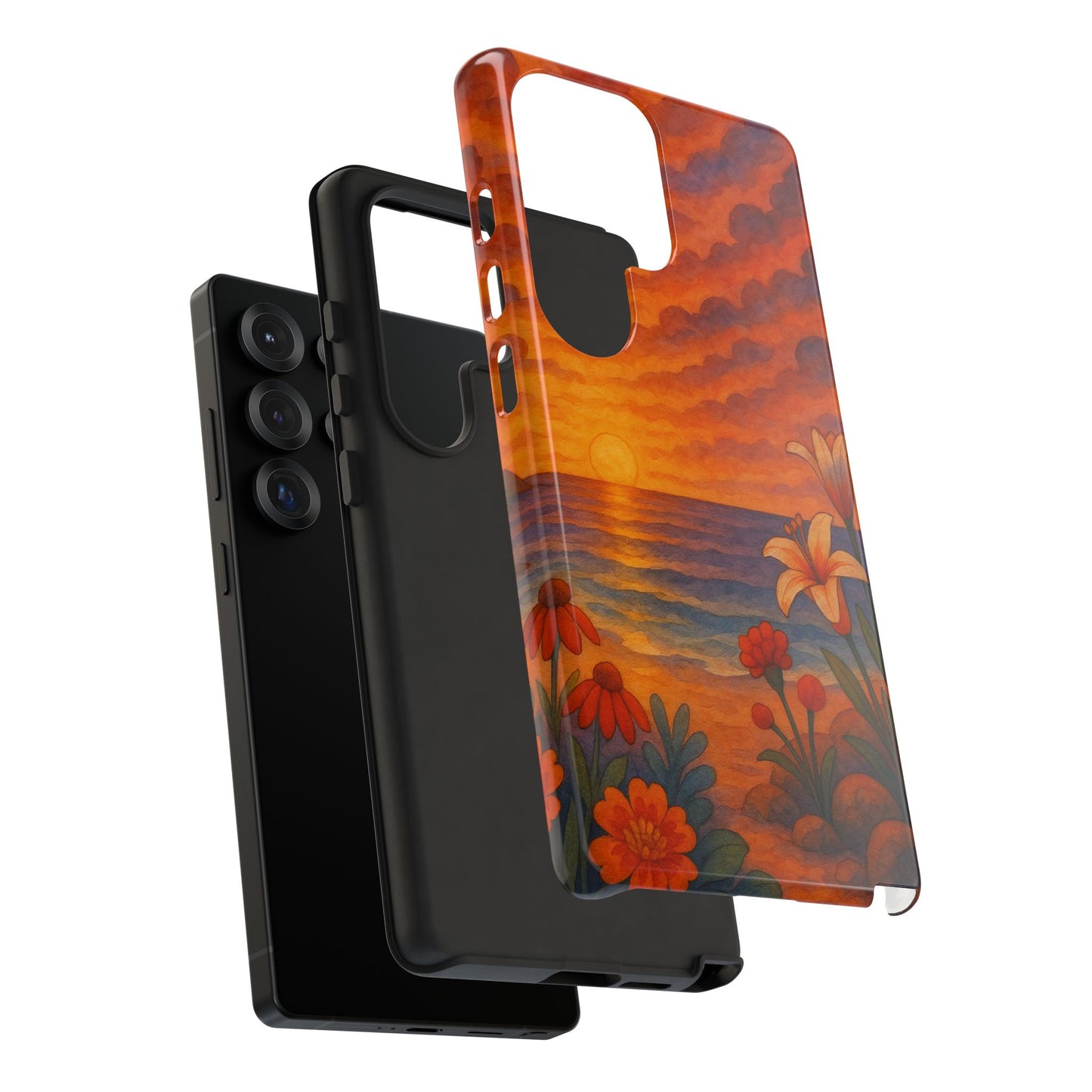 Samsung Case - Floral Ocean Sunset Watercolor Nautical Phone Case Beach Samsung Case Ocean Sunset Theme