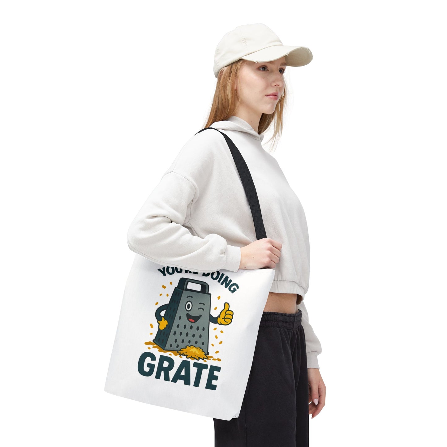 Funny Cheese Pun Tote Bag – “You’re Doing Grate” Grocery Bag | Cute Gift for Coworkers, Teachers, Food Lovers & Everyday Motivation