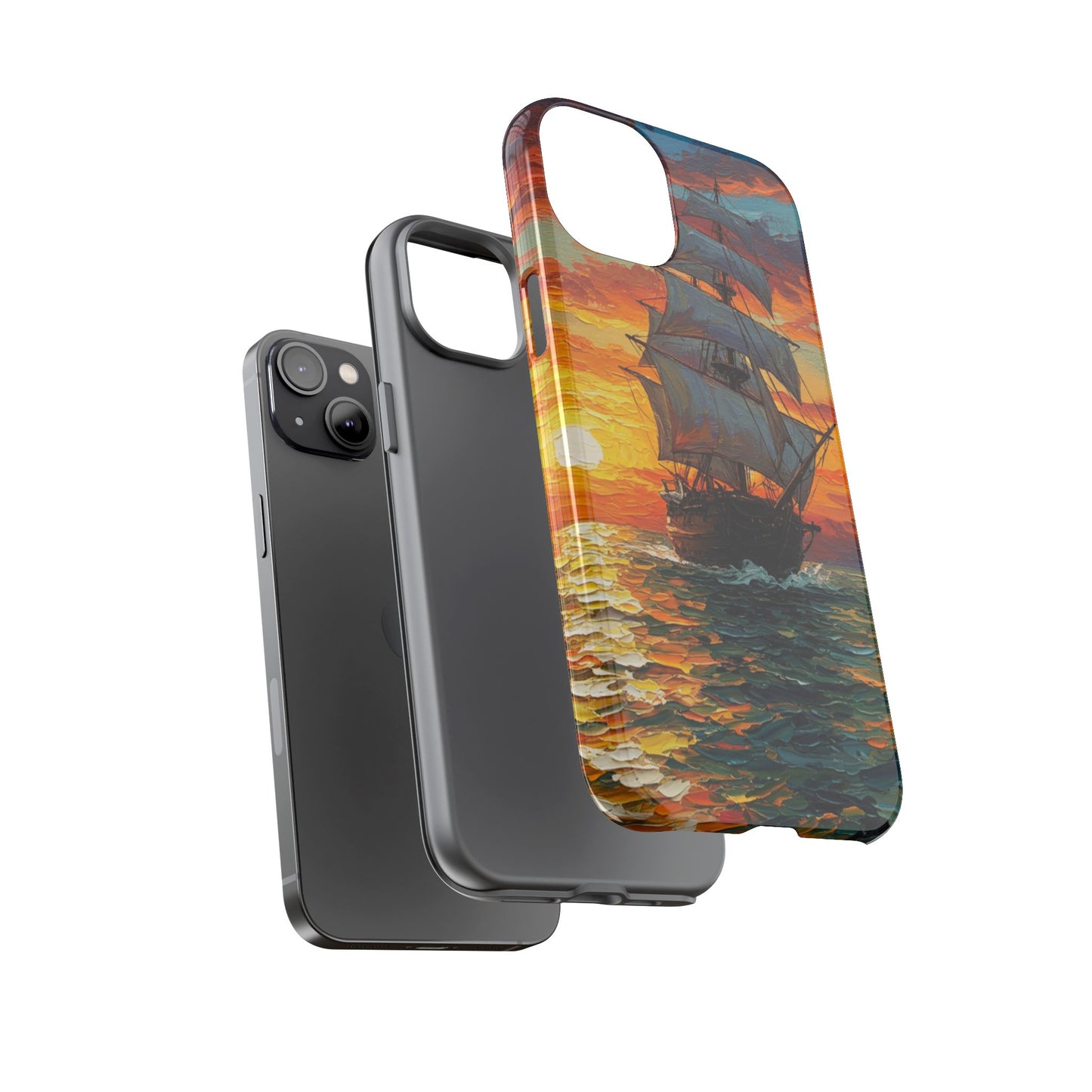 iPhone Case - Ship Sailing at Sunset Design