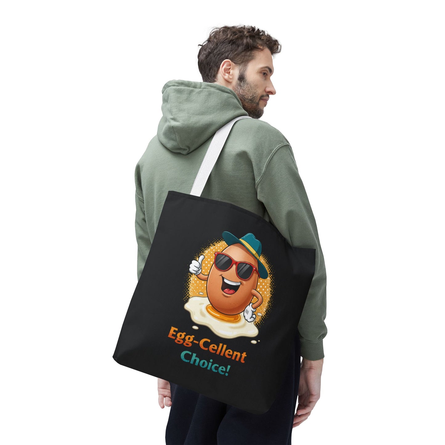 Tote Bag: Egg-Cellent Choice Thumbs Up Pun Design