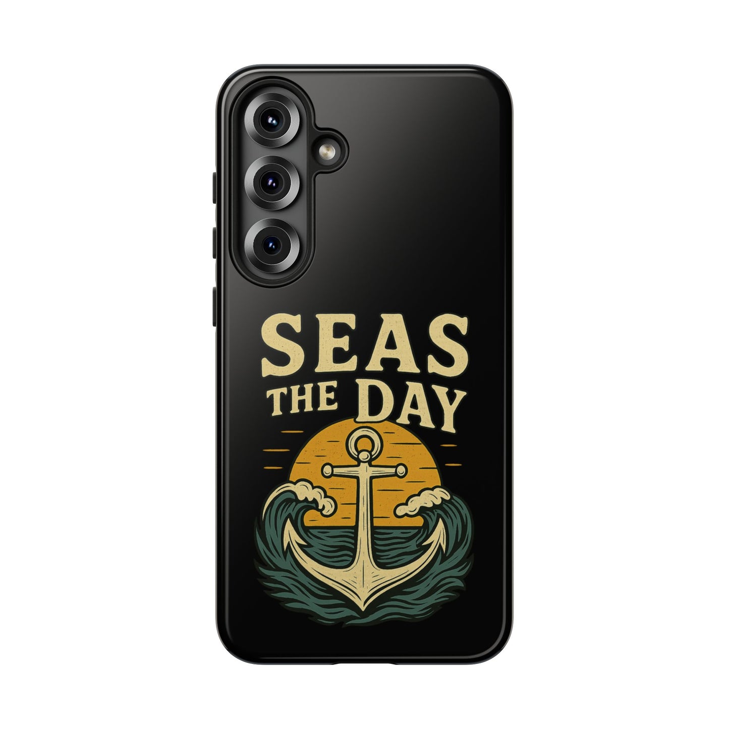 Seas the Day Samsung Case – Nautical Phone Case – Anchor Pun Gift – Ocean Lover Accessory – Motivational Phone Cover – Beach Vibes Case