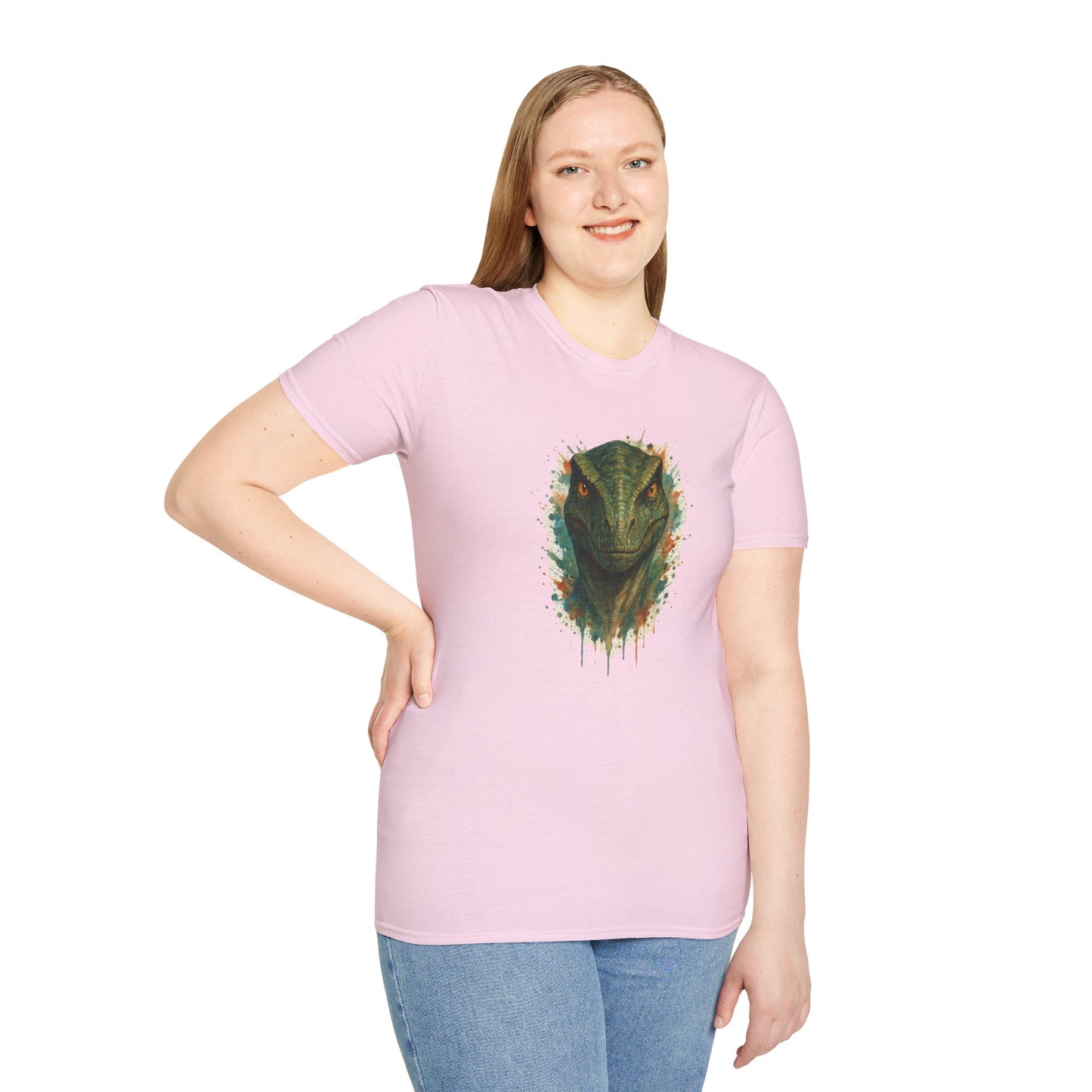 Watercolor Velociraptor T-Shirt | Dinosaur Lover Gift | Artistic Paleo Tee - Unique Dino Art Tee for Men Women Jurassic Apparel