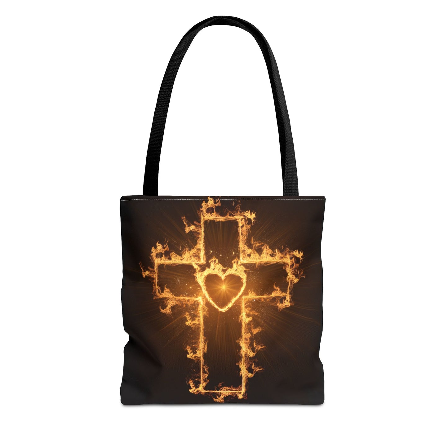 Stylish Flame Cross Tote Bag - Faith-Inspired Fashion