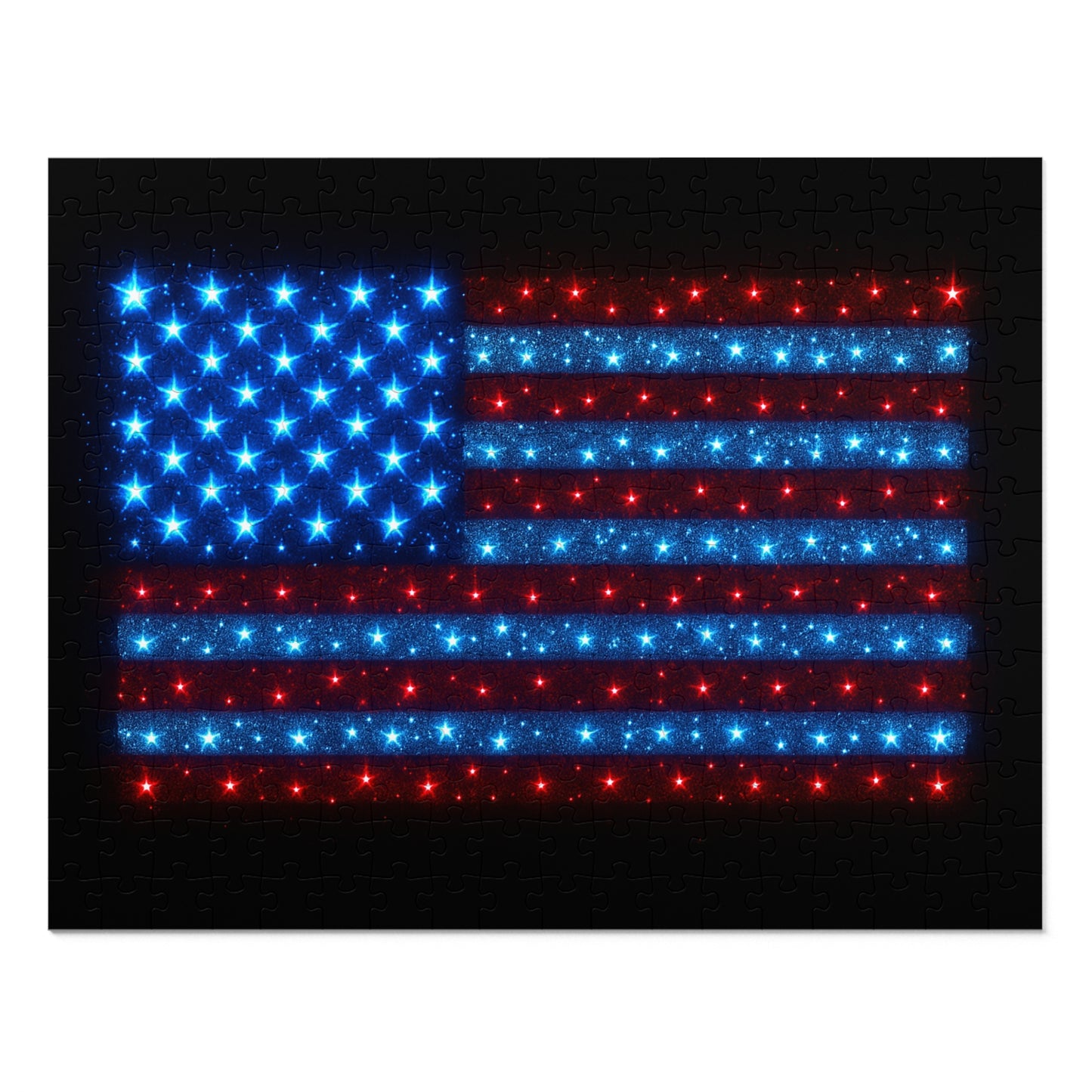 Bioluminescent USA Flag Jigsaw Puzzle - Patriotic Cosmic Puzzle 252-2000PC - Starry Red White Blue Home Decor Family Game Night Gift