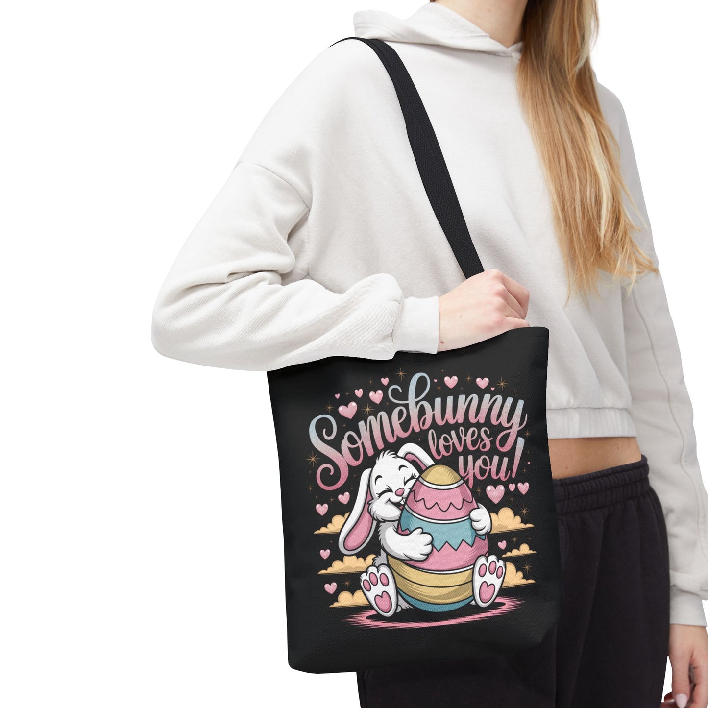 Easter Bunny Tote Bag Somebunny Loves You Easter Bag Bunny