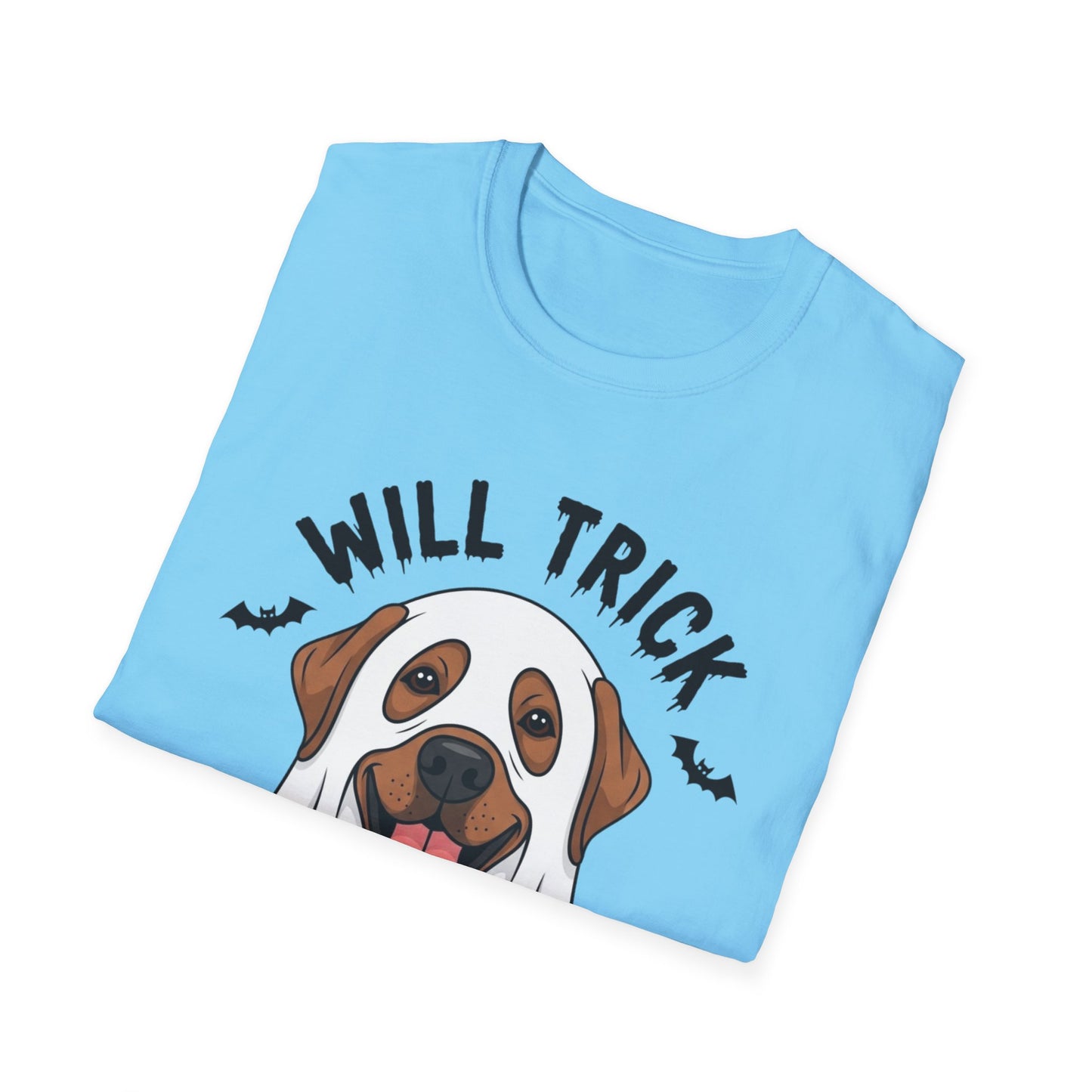 Will Trick for Treat Ghost Dog Halloween T-Shirt | Funny Spooky Dog Tee | Trick or Treat Pup Graphic Tee | Cute Fall Gift for Dog Lovers