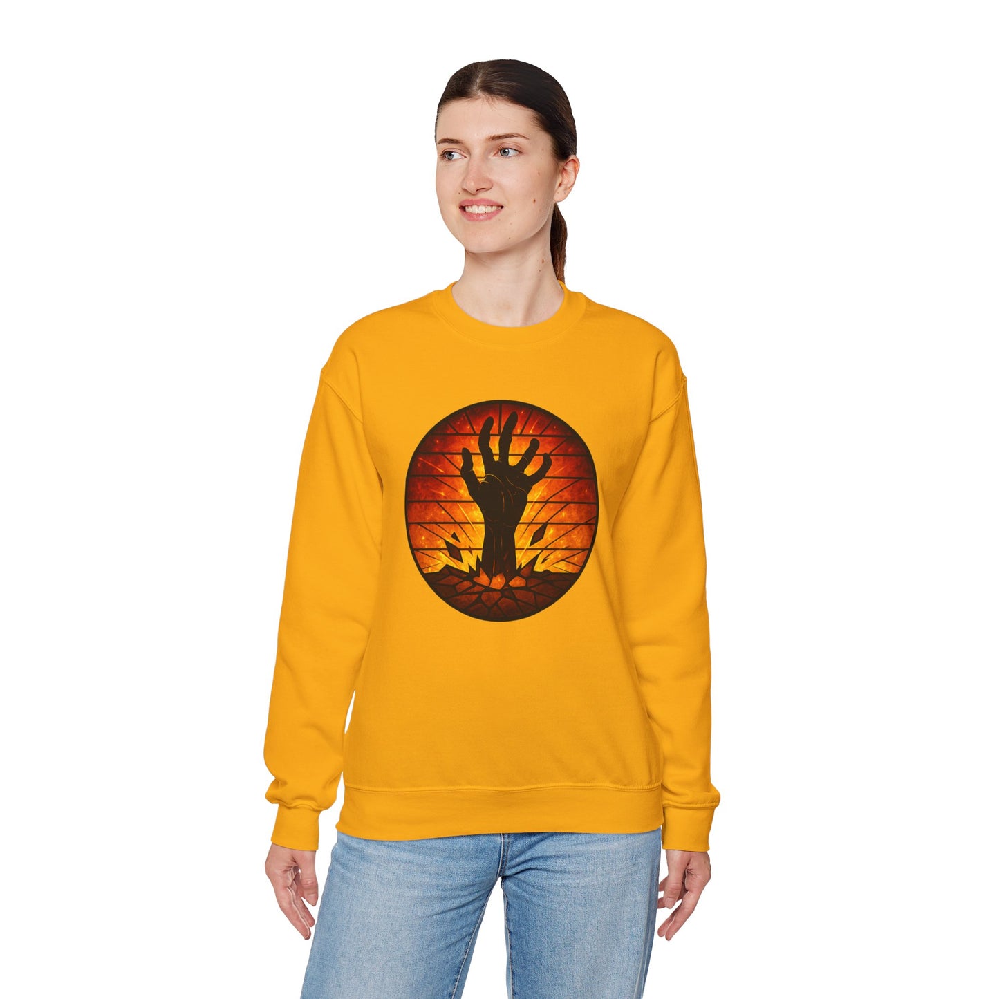 Zombie Hand Sweatshirt, Creepy Rising Hand Crewneck, Halloween Graveyard Sweatshirt, Spooky Hand Emerging, Gothic Horror Sweater