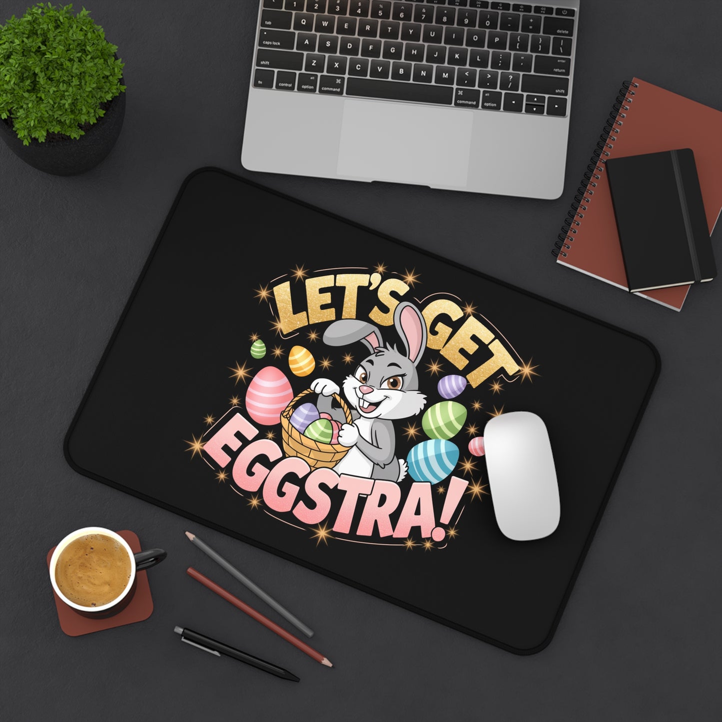 Easter Desk Mat Easter Bunny Let's Get Eggstra Easter Mouse Pad