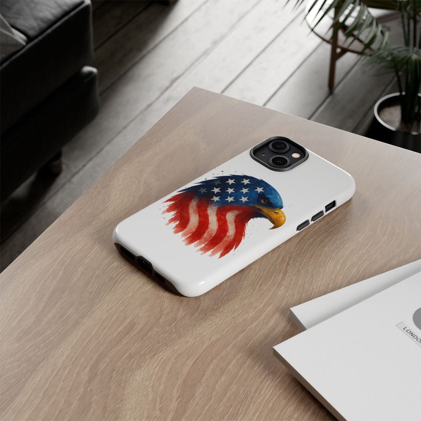 Patriotic Eagle iPhone Case - USA Flag Tough Cover, Dual-Layer Rugged Protection, 4th of July and Veteran Gift