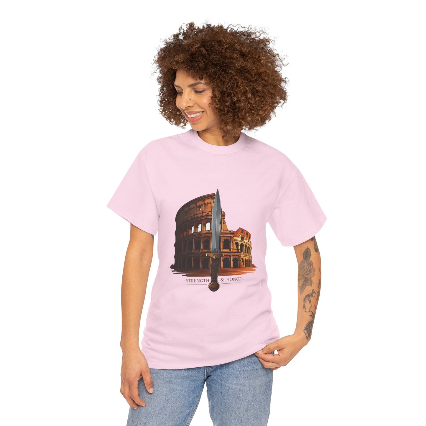 Strength & Honor Gladiator Shirt – Roman Colosseum Sword Graphic Tee – Ancient Rome History T-Shirt for Gladiator & Travel Fans
