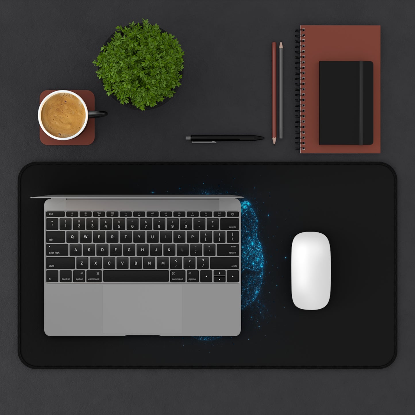 Galaxy Bioluminescent Dinosaur Desk Mat - Cosmic T-Rex Gaming Mousepad - Starry XL Desk Pad Non-Glow - Gamer and Office Decor Gift