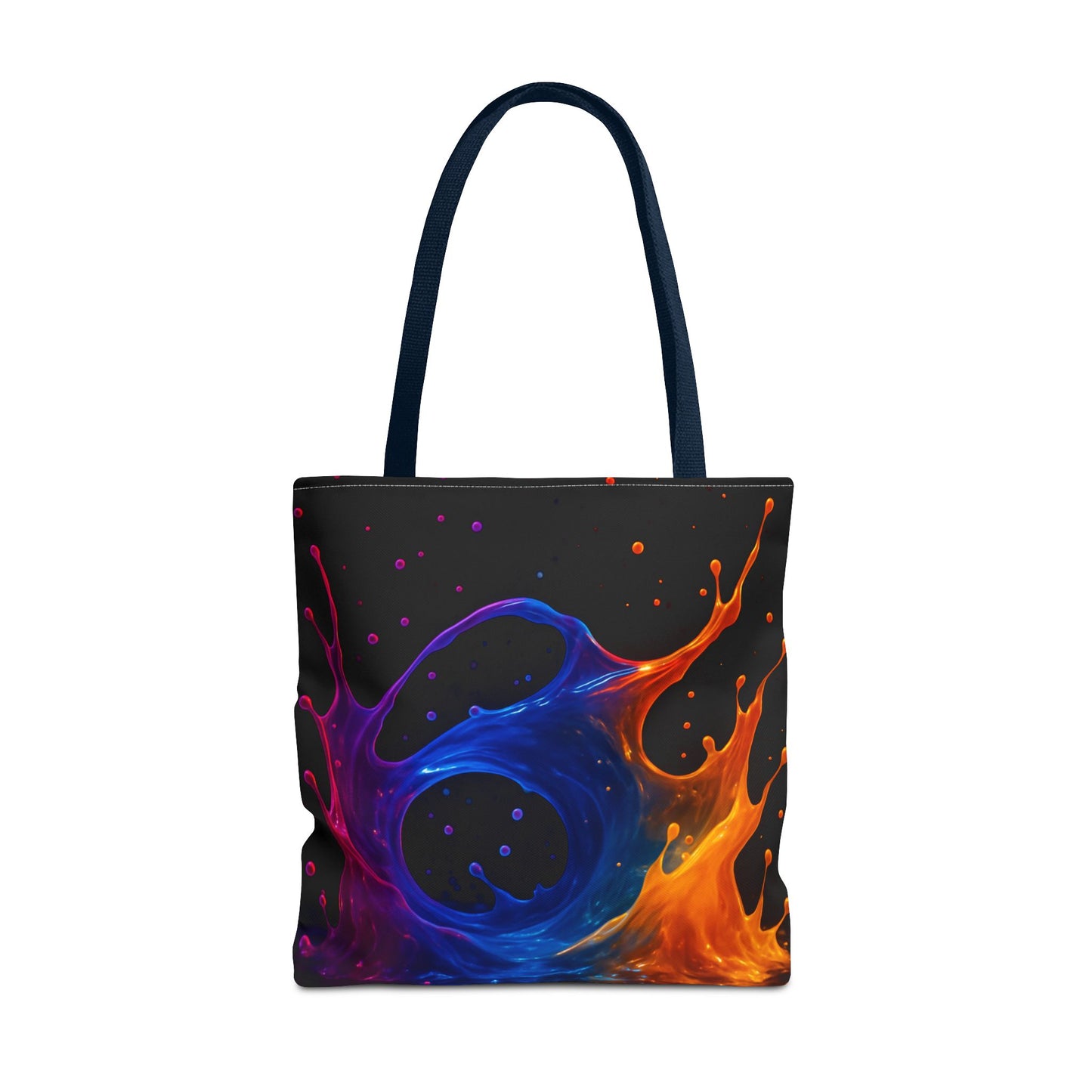 Elemental Fusion Tote Bag, Fire And Water Abstract Art Design, Vibrant Blue And Orange Splash Reusable Tote For Artists, Travel, And Everyday Use