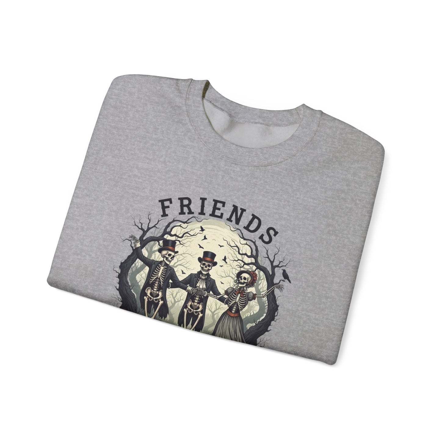 Friends Till The End Skeleton Sweatshirt | Dancing Skeletons Halloween Crewneck | Spooky Fall Graphic Pullover Gift for Bestie