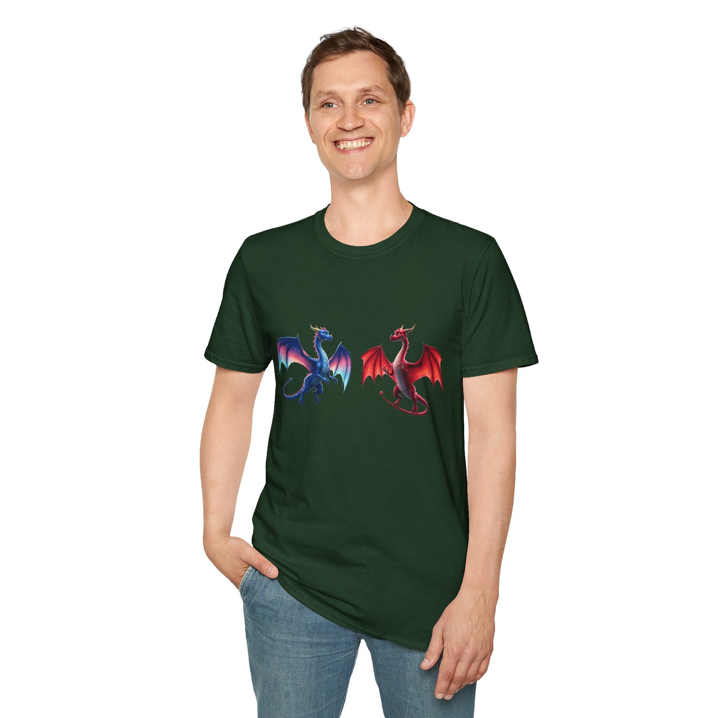 Dragon Duel Fantasy T-Shirt | Fire & Ice Dragon Graphic Tee | Unisex Gamer Shirt | DnD Gift | Cool Mythical Creature Shirt
