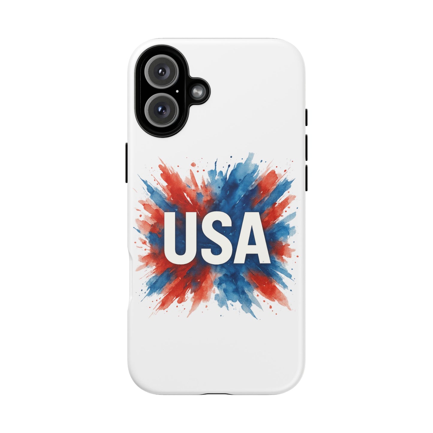 USA Splash iPhone Case - Patriotic Red White Blue Tough Cover, Dual-Layer Protection, 4th of July Memorial Day Gift