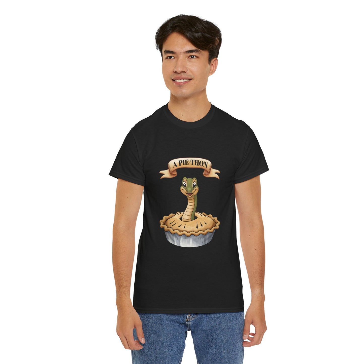 A Pie-Thon Funny Snake Pun Shirt – Cute Animal Joke T-Shirt – Quirky Graphic Tee for Pun Lovers, Reptile Fans, and Unique Gift Ideas