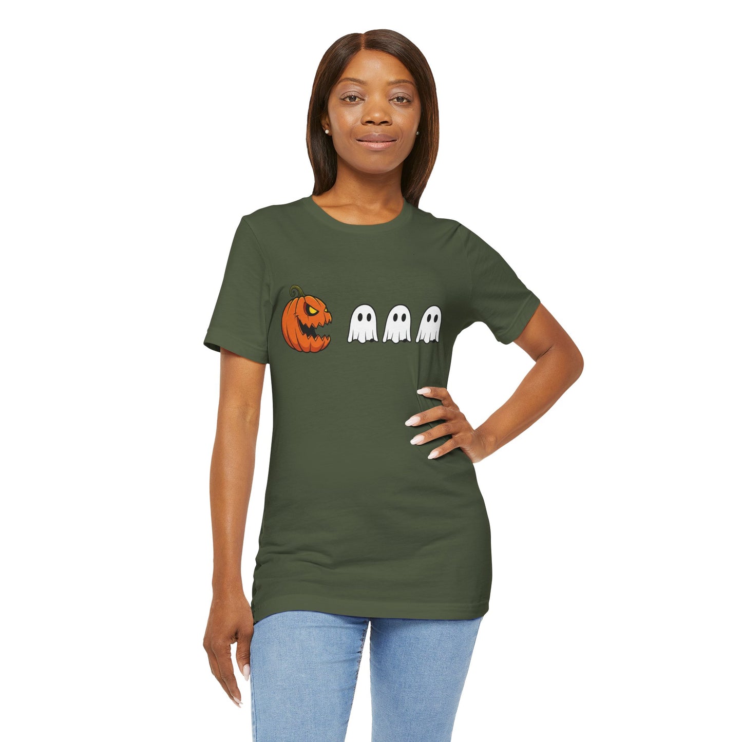 Pumpkin Pac-Man Shirt, Halloween Arcade Tee, Pumpkin Chase Ghosts Tee, Retro Gaming Halloween, Spooky Season Shirt, Vintage Game Pumpkin Top