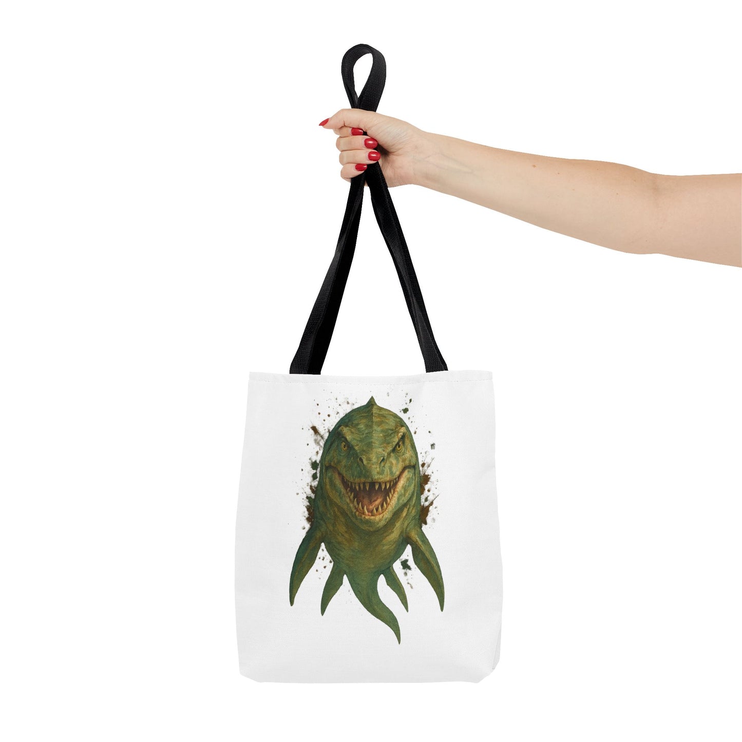 Watercolor Mosasaurus Tote Bag - Prehistoric Sea Monster Art, Dinosaur Ocean Reptile Gift, Eco Canvas Bag for Dino and Marine Fans