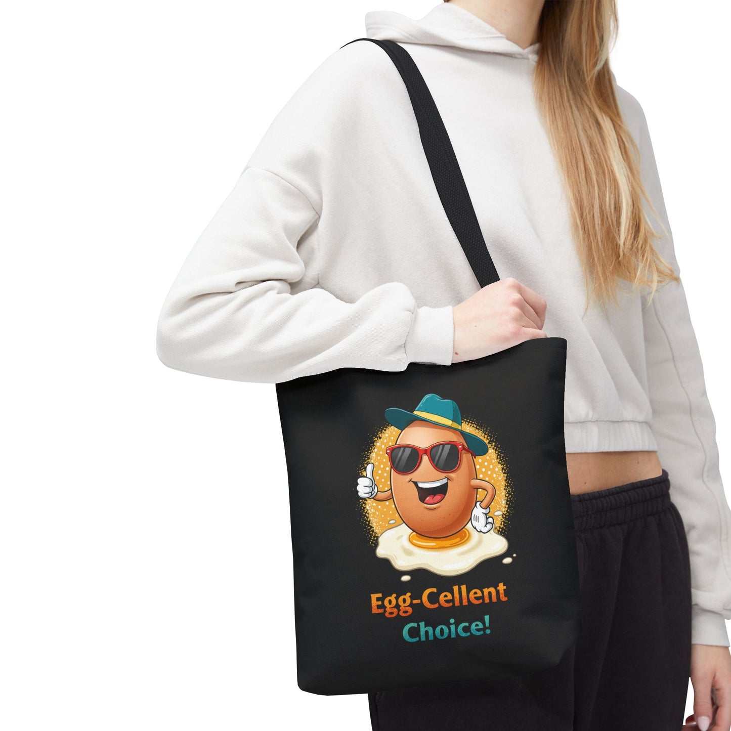 Tote Bag: Egg-Cellent Choice Thumbs Up Pun Design
