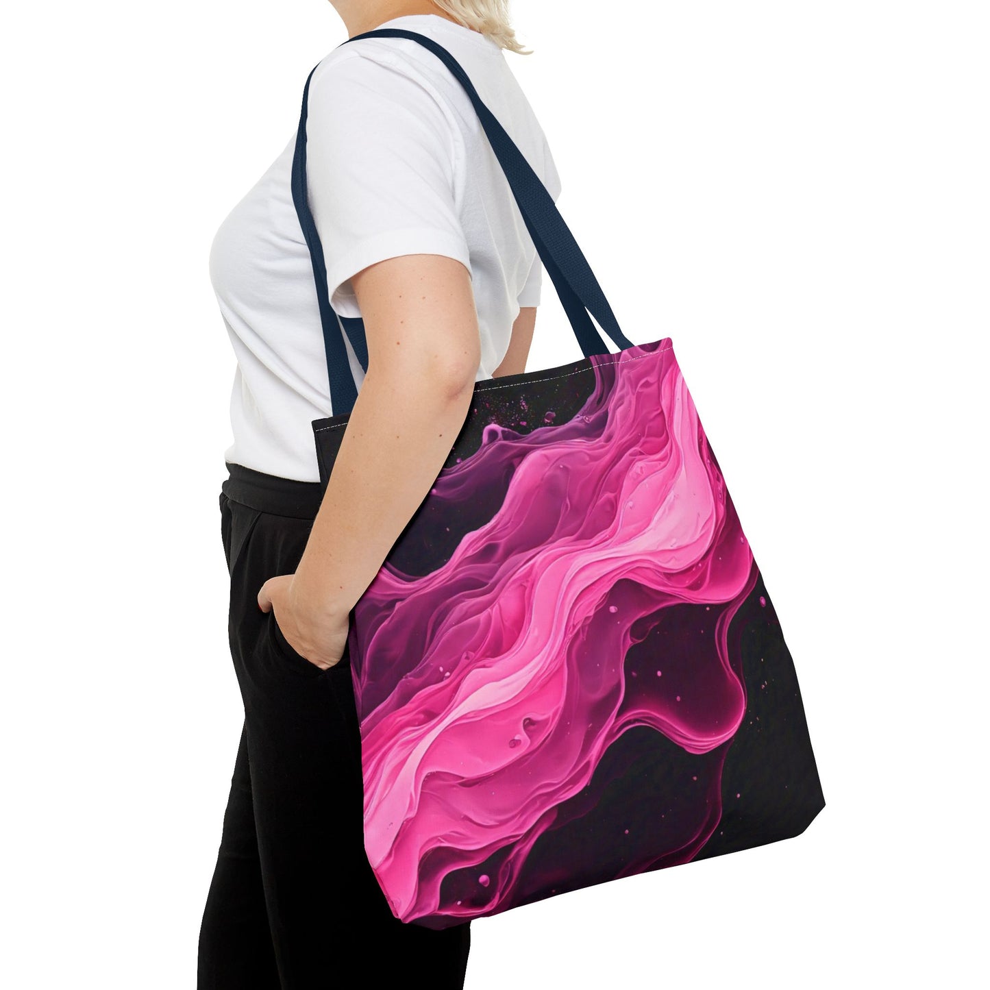 Pink Abstract Tote Bag | Bold Magenta Swirl Art Print Tote | Abstract Expressionism Carryall | Statement Shopper | Canvas Tote Bag