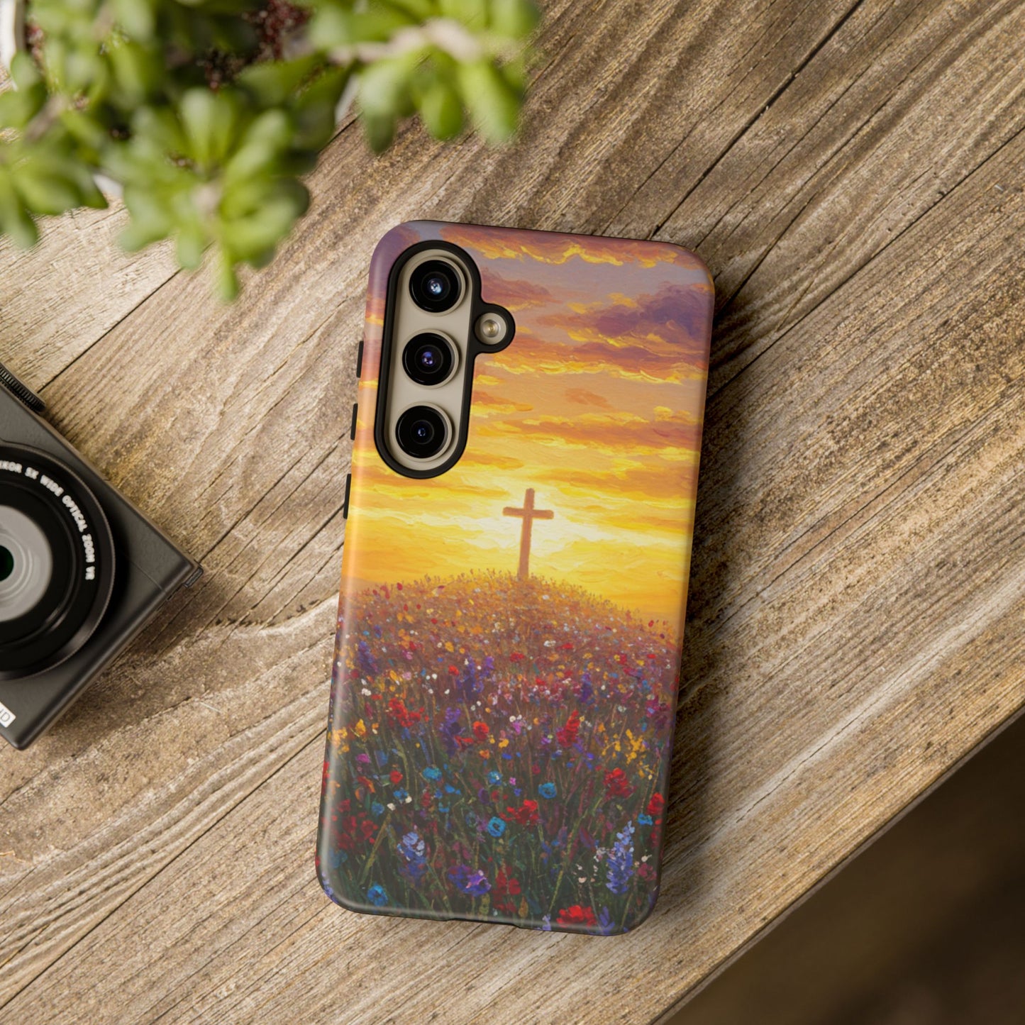 Samsung Phone Case - Monet Style Cross Christian Phone Case Spiritual Case Inspirational Samsung Case