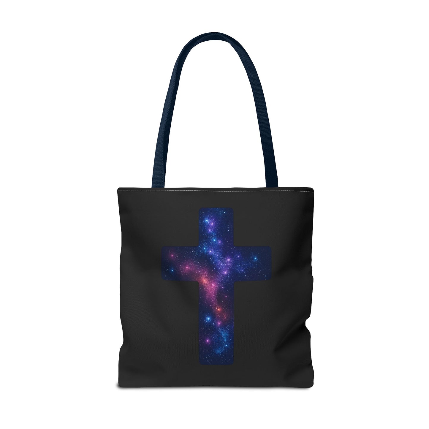 Galaxy Cross Tote Bag – Christian Faith Bag, Inspirational Reusable Shopper, Spiritual Gift for Women & Men, Religious Church Bag
