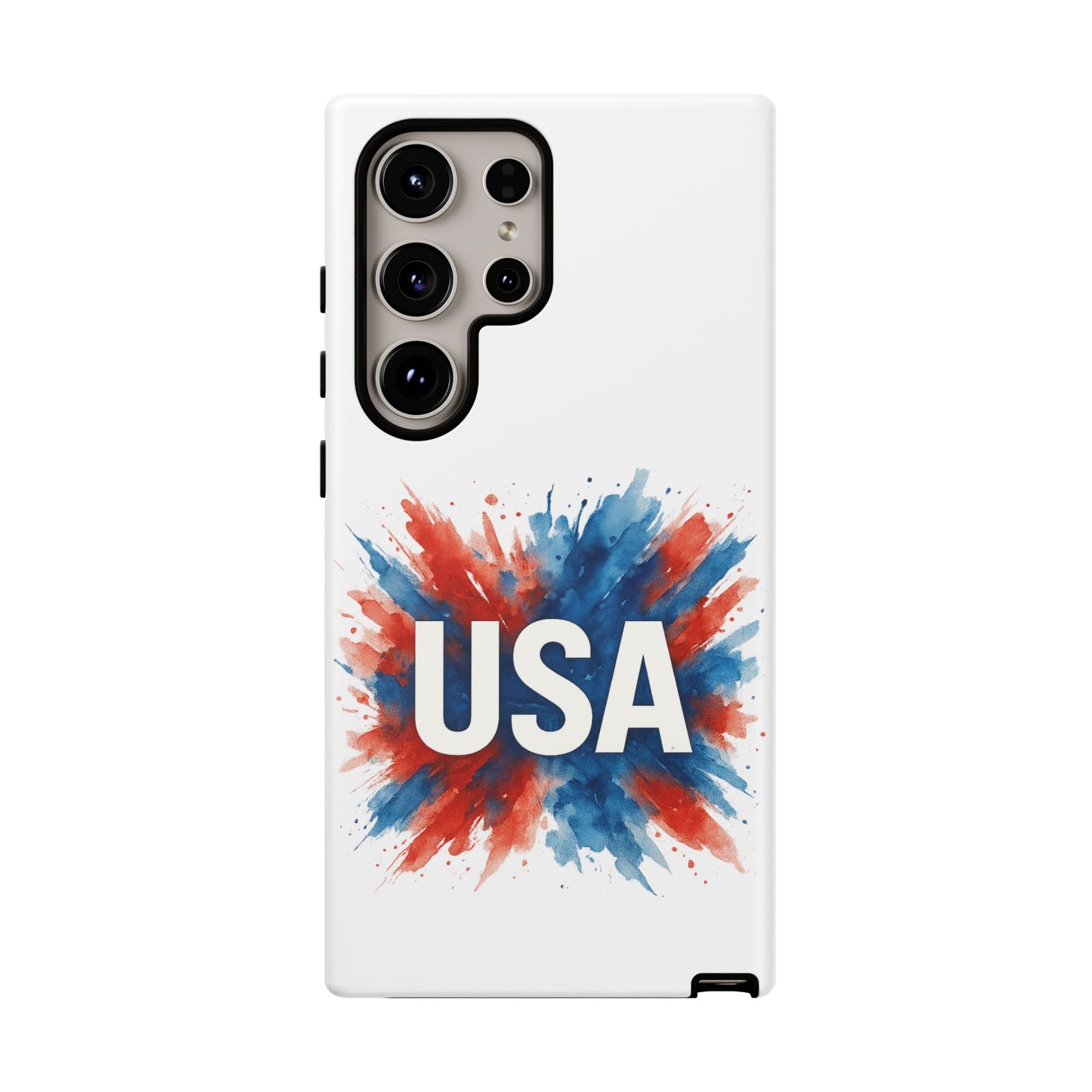 USA Splash Samsung Case - Patriotic Red White Blue Tough Cover, Dual-Layer Protection, 4th of July amd Veteran Gift for Galaxy