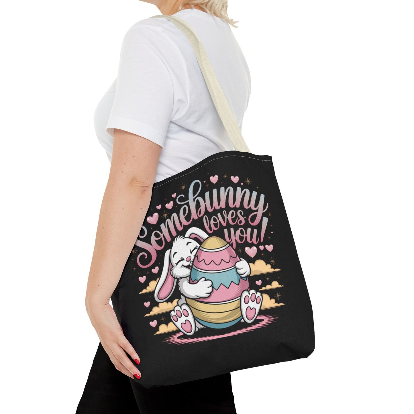 Easter Bunny Tote Bag Somebunny Loves You Easter Bag Bunny