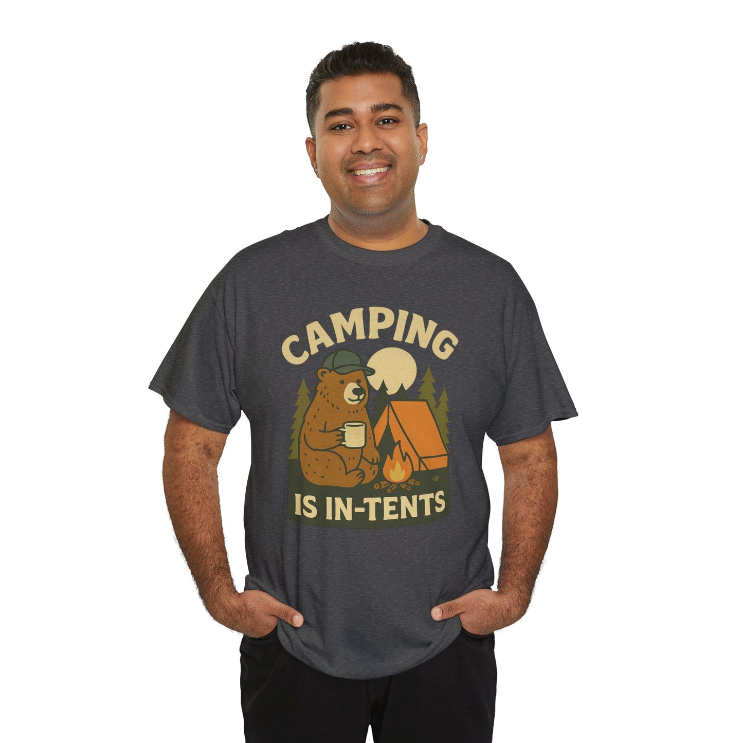 Camping Is In-Tents Funny Bear Camping Tee - Cute Outdoorsy Pun Shirt - Retro Campfire Graphic, Nature Lover Gift, Unisex Adventure Apparel