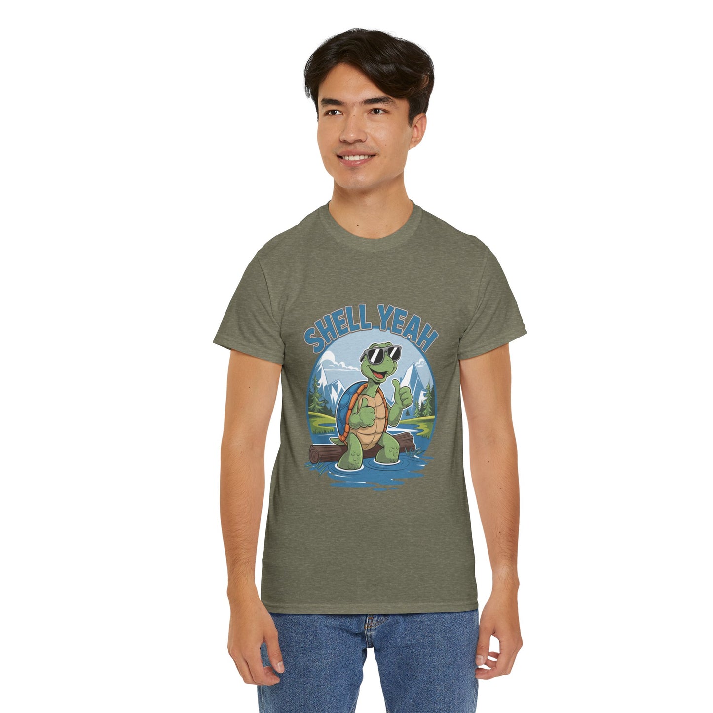 SHELL YEAH Turtle T-Shirt | Funny Cute Turtle Nature Graphic Tee | Handmade Animal Lover Gift | Eco Outdoor Adventure Shirt