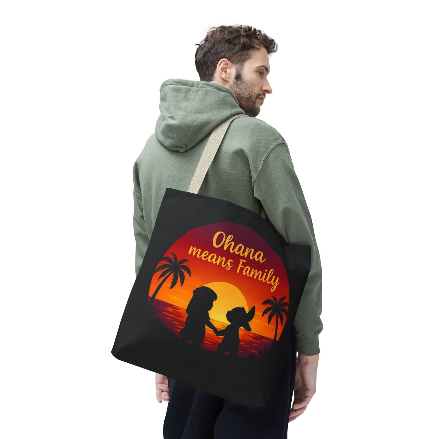 Ohana Means Family Tote Bag – Lilo and Stitch Inspired Bag, Hawaiian Quote, Disney Aesthetic Gift, Reusable Grocery or Beach Bag