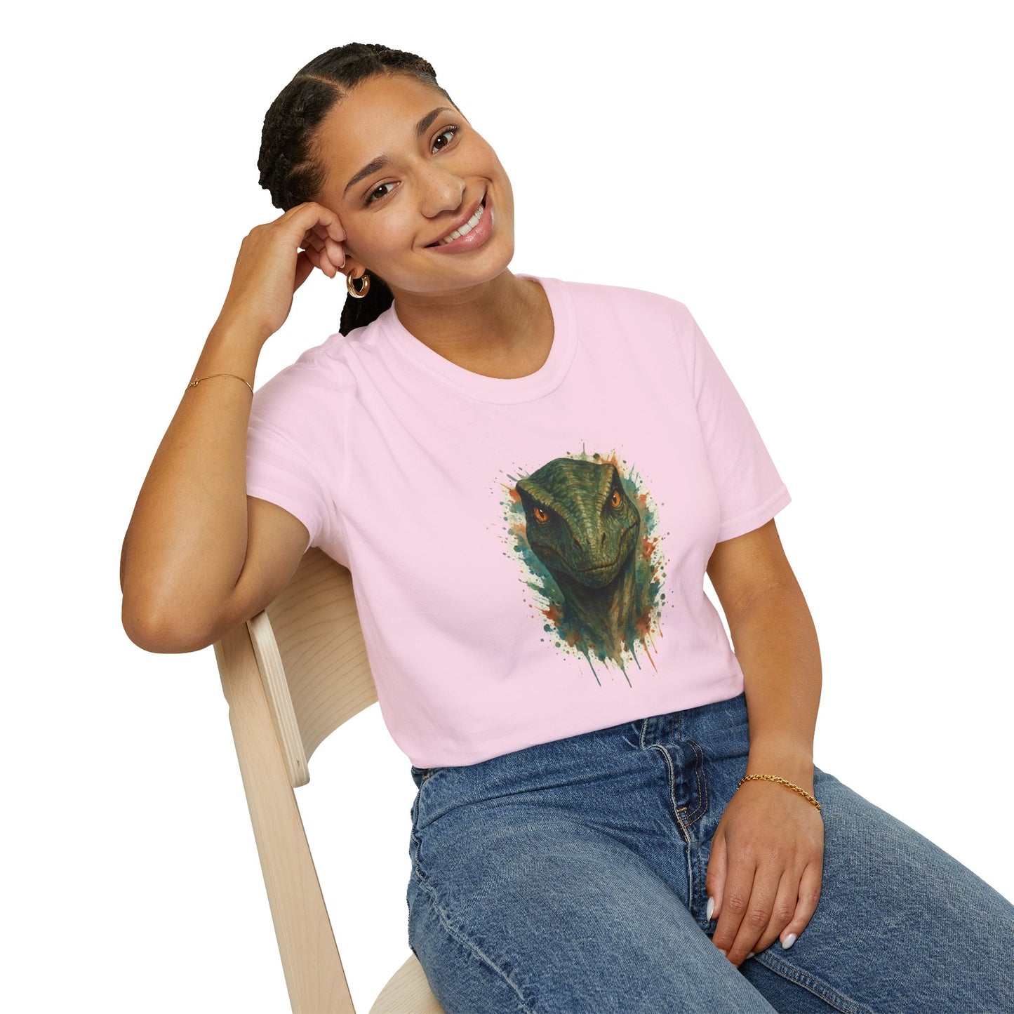 Watercolor Velociraptor T-Shirt | Dinosaur Lover Gift | Artistic Paleo Tee - Unique Dino Art Tee for Men Women Jurassic Apparel