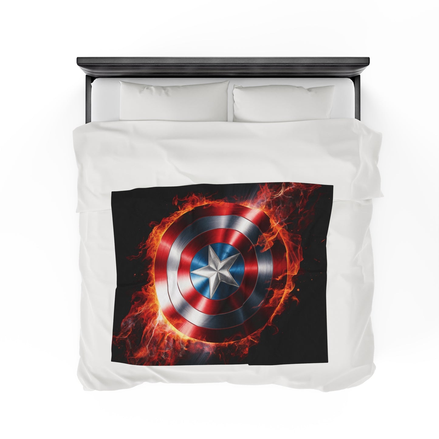 Plush Blanket Shield Flames Design