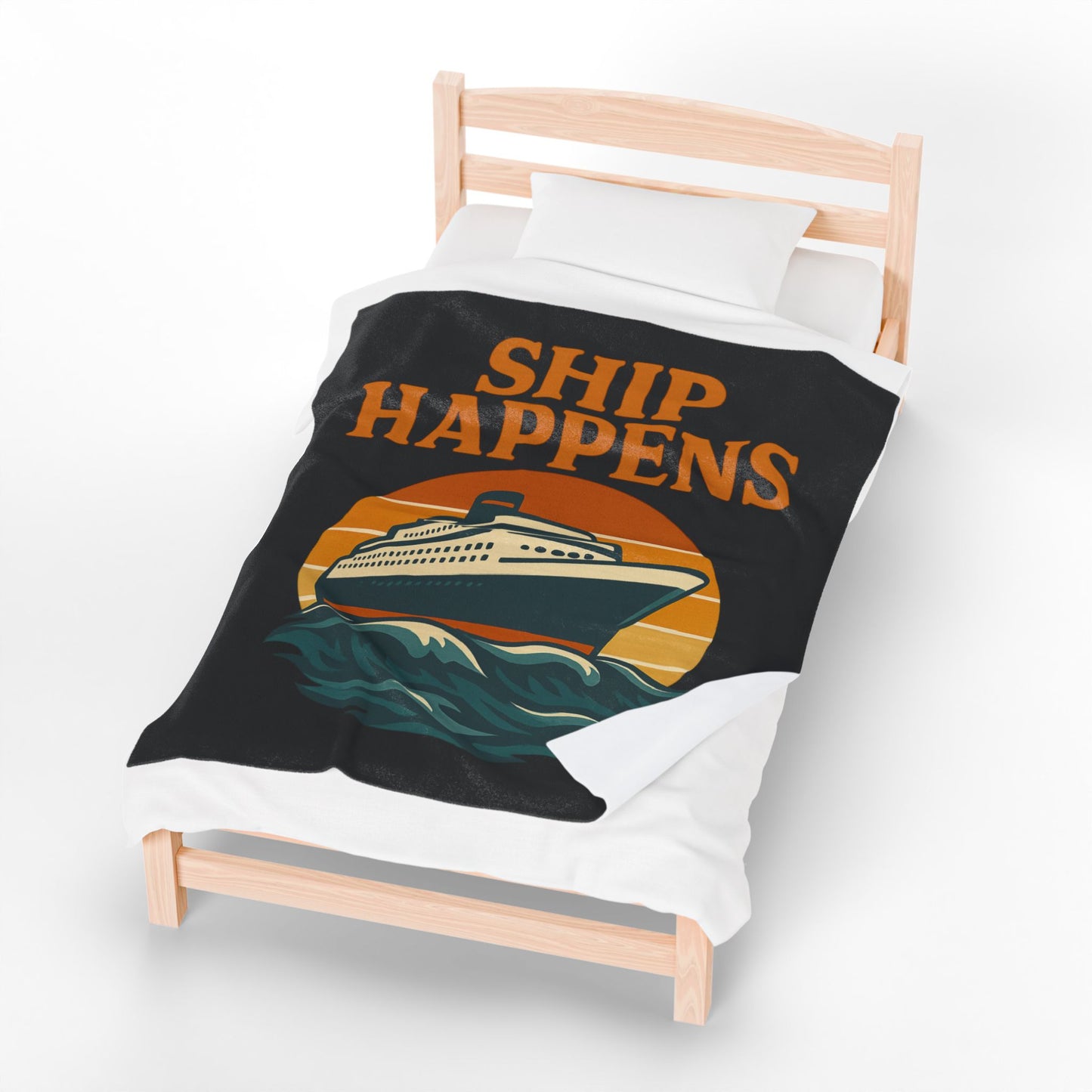 Funny Cruise Blanket – “Ship Happens” Throw Blanket, Nautical Gift for Cruise Lover, Travel Pun Blanket, Boat Trip Must-Have