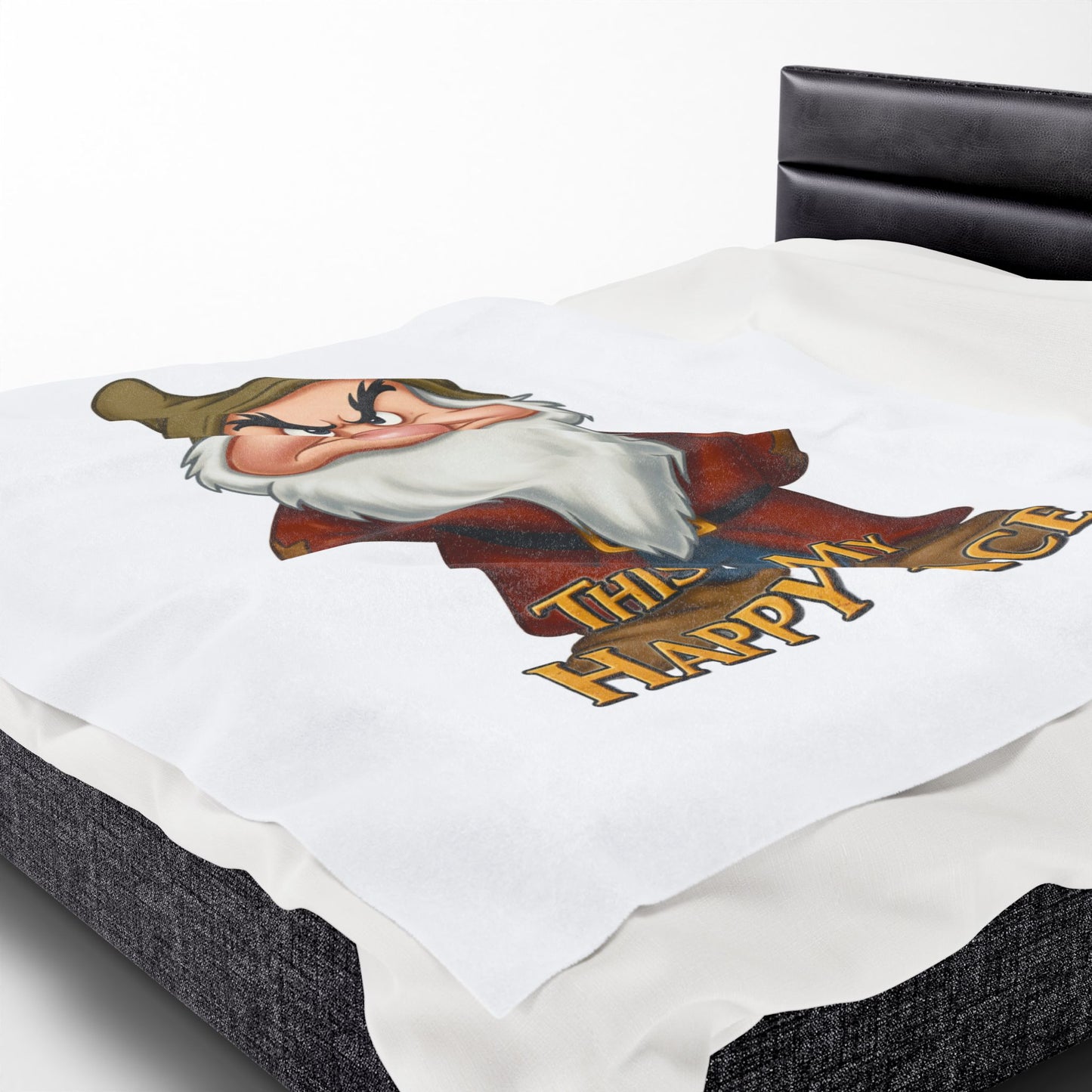 Funny Velveteen Plush Blanket with a Grumpy Dwarf - "This is My Happy Face"