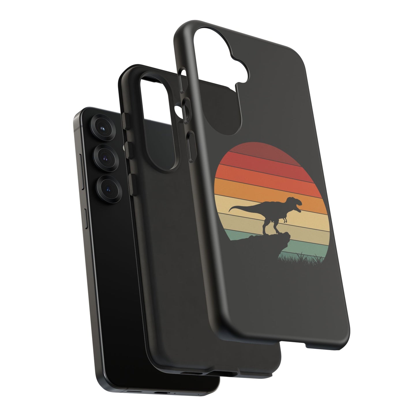 Retro Sunset Dinosaur Samsung Case | T-Rex Silhouette Vintage Gradient Cover for Galaxy S25/S24/S23 Series Dinosaur Phone Case