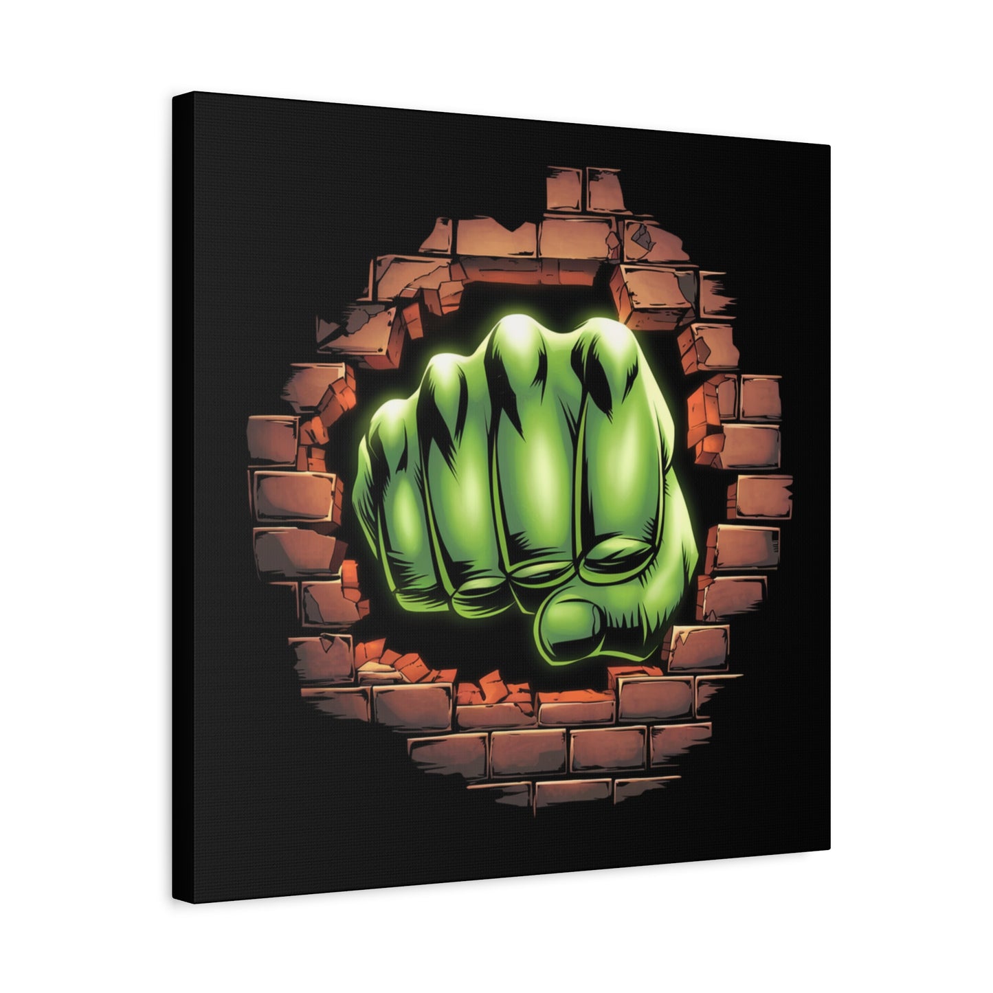 Wall Canvas Green Fist Smashing Design, Wall Art, Comic Canvas