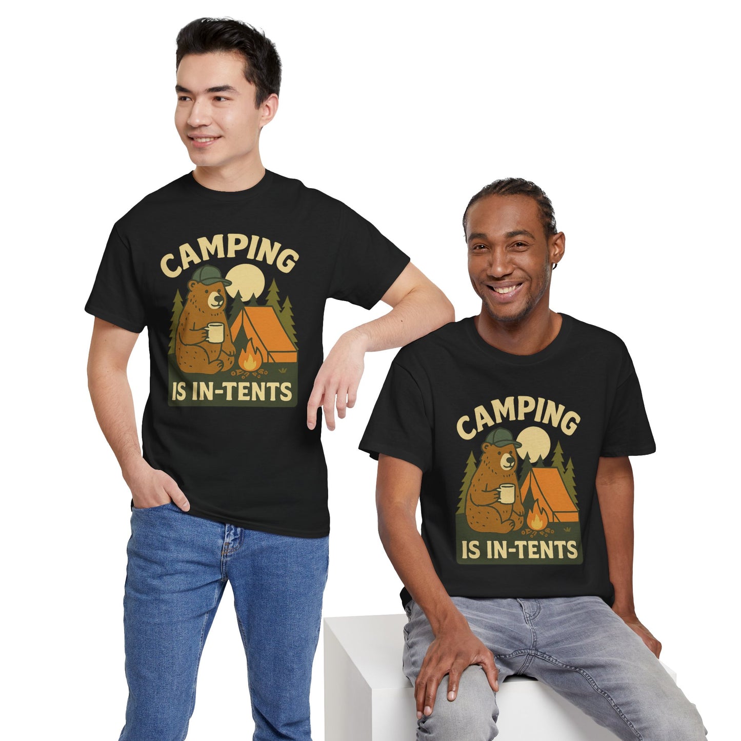Camping Is In-Tents Funny Bear Camping Tee - Cute Outdoorsy Pun Shirt - Retro Campfire Graphic, Nature Lover Gift, Unisex Adventure Apparel