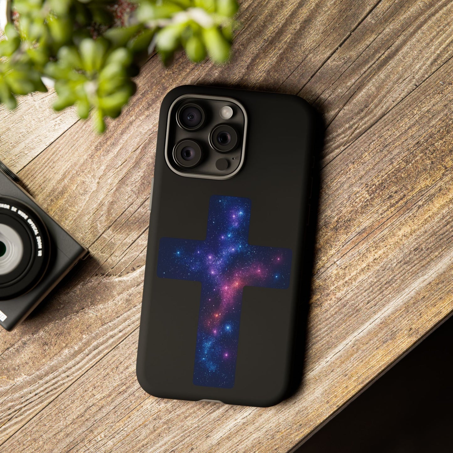 iPhone Case - Galactic Cross design Christian Phone Case Spiritual iPhone Accessory Religious Case Gift for Believers