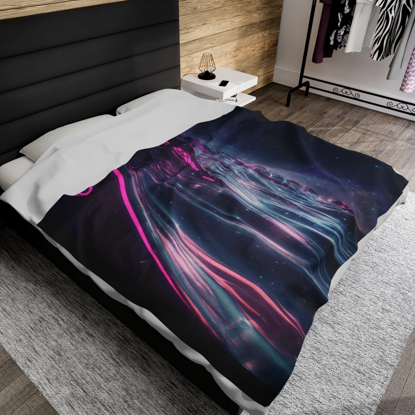 Plush Blanket with Galactic Ocean Design