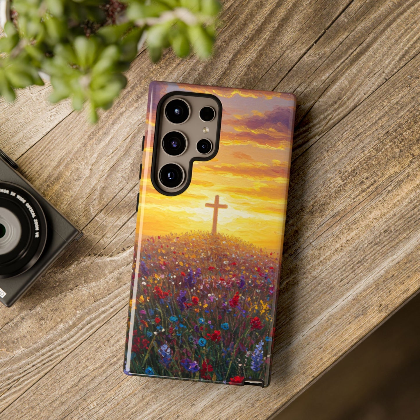 Samsung Phone Case - Monet Style Cross Christian Phone Case Spiritual Case Inspirational Samsung Case