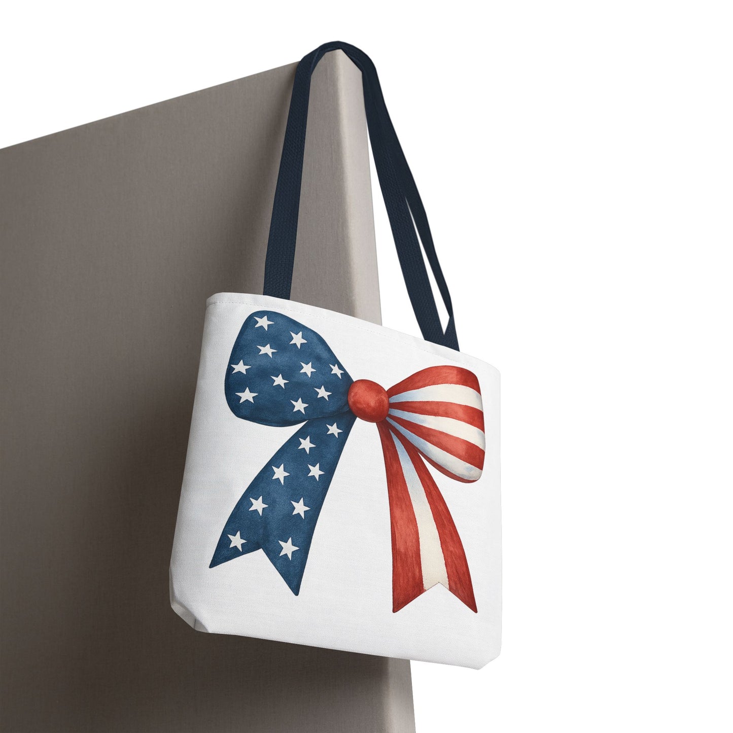 Patriotic Bow Tote Bag | 4th of July Reusable Bag | American Flag Tote | USA Stars Stripes Bag | Independence Day Gift | USA Market Bag