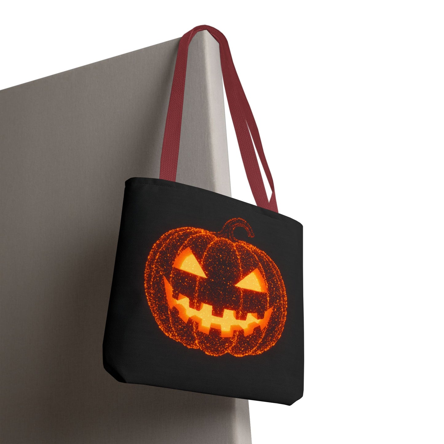 Glowing Pumpkin Tote Bag, Jack O Lantern Halloween Canvas Tote, Spooky Trick Or Treat Bag, Reusable Pumpkin Design Tote, Halloween Gift Bag