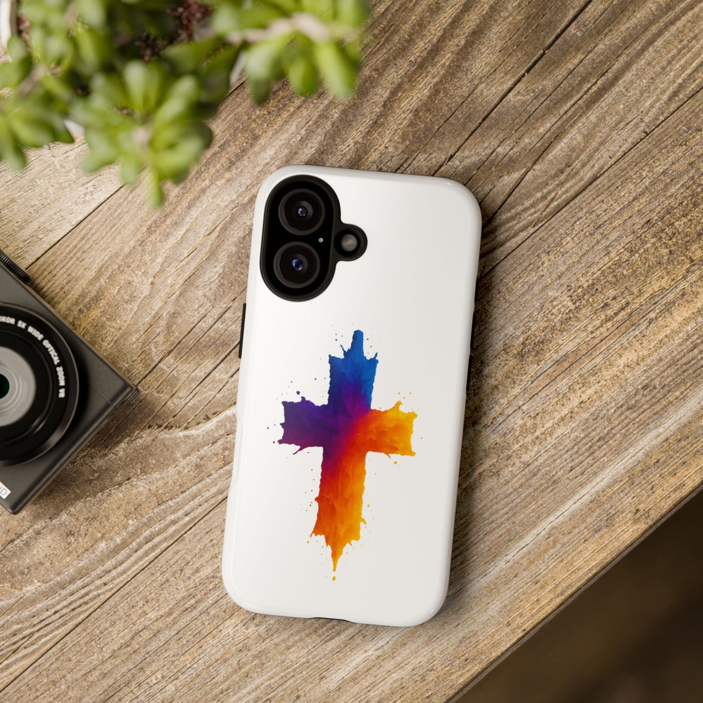 Christian iPhone Case – Watercolor Cross Phone Cover, Faith Gift for Her or Him, Inspirational iPhone Accessory