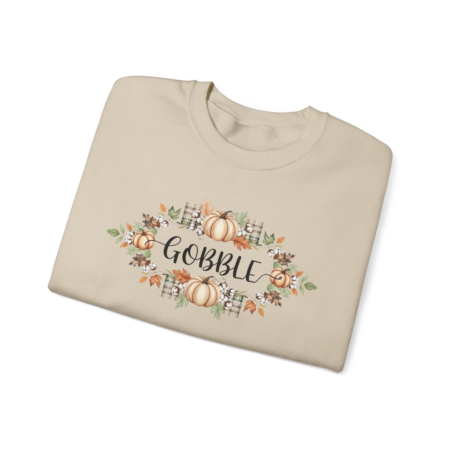 Gobble Thanksgiving Sweatshirt, Rustic Fall Turkey Crewneck, Autumn Pumpkin Floral Pullover, Thanksgiving Outfit Sweater Gift